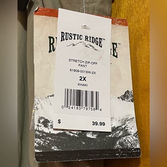 NEW Men’s Rustic Ridge Olive Green Convertible Zip-Off Hiking Cargo Pants. 2X. - Picture 14 of 16